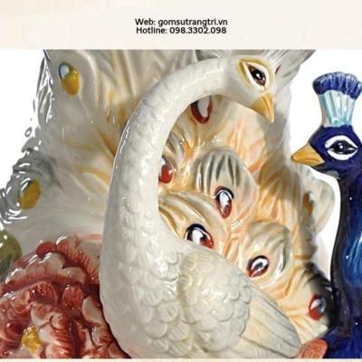 BÌNH CẮM HOA HỌA TIẾT ĐÔI CÔNG